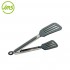 9" Non-Stick Stainless Steel Slotted Spatula Locking Tongs With Silicone Tip