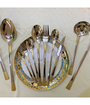 High Quality Unique Design Stainless Steel Metal Spoon Cutlery Cold-Plating 120PCS Sets