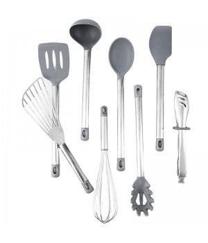 8 PCS Wholesale Multi-Functional Stainless Steel Kitchen Utensil Silicone Cooking Shovel Tool Sets