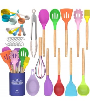 33 pcs Kitchen Cooking Utensils Set Non-stick Silicone Cooking Kitchen Utensils Spatula Set with Holder