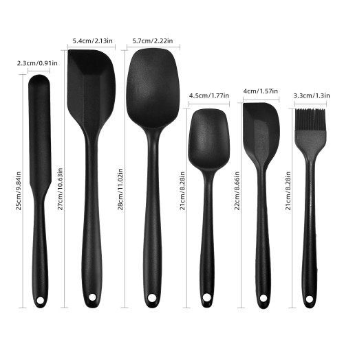 Silicone Spatula Set of 6 Heat Resistant Food Scraper for Baking Cooking Mixing Scraping Nonstick Cookware Kitchen Utensils