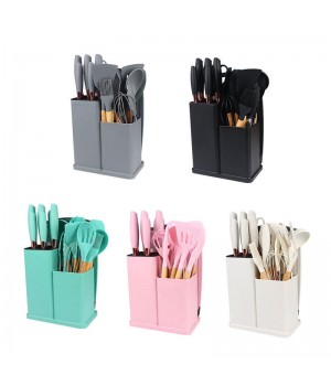 Hot Sale 19-piece Kitchen Tools Set With Storage Silicone BPA-Free cooking Tools Utensil Kitchen Accessories With Handle