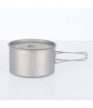 Camping Mountaineering Outdoor Lightweight Portable Folding Handle Titanium Cooking Pot