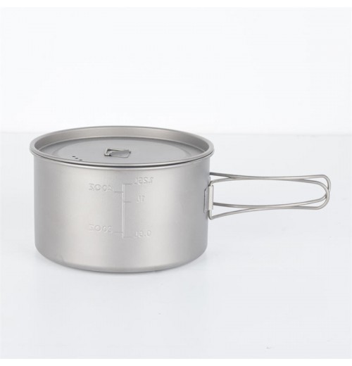 Camping Mountaineering Outdoor Lightweight Portable Folding Handle Titanium Cooking Pot