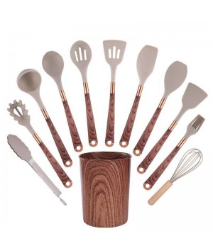 12-piece Kitchen utensils BPA-Free Silicone Custom LOGO cooking Tools Kitchen Accessories Kitchen Tools With Wood Handle