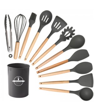 Silicone kitchen utensils set 12-piece spoon combination set storage rack cooking Utensils Set