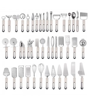 44pcs Full Set Kitchen Utensils Set Stainless Steel Kitchen Gadgets Set For Meet Egg Fruit Vegetable And Seafood cooking Tools