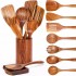 Oem Custom Logo 9 Pcs Natural Teak Wooden Kitchen Utensils Set Wood Utensils