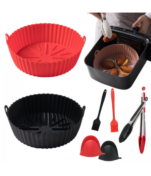 Multifunction Silicone Air Fryer Liners Set Round Oven Basket Kitchen Accessories Bakig Pots With Oven Mitts