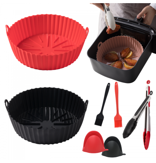 Multifunction Silicone Air Fryer Liners Set Round Oven Basket Kitchen Accessories Bakig Pots With Oven Mitts