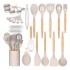 Luxury kitchen cooking tool gadgets accessories utensils set with holder cookware wooden silicone kitchen cooking utensil sets