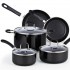 8 Piece Black Household Items kitchen ware set kitchen tool set cookware set non stick