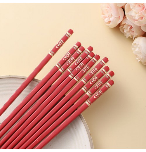 High Quality Reusable Gift Set Spring Festive Red Alloy Fiberglass Chopsticks Dishwasher Safe Metal Utensils Wedding Home Party