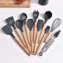 Hot Sale Silicon Cooking Wooden Handle Tools Set Customized 12 Pc Silicone Kitchen Utensil Set For Cooking Baking