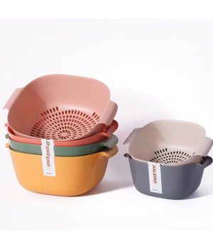 Multifunctional Kitchen Colander Bowl Set Stackable Food Strainers Vegetable Washers Dryer Durable Plastic Home Use Basket