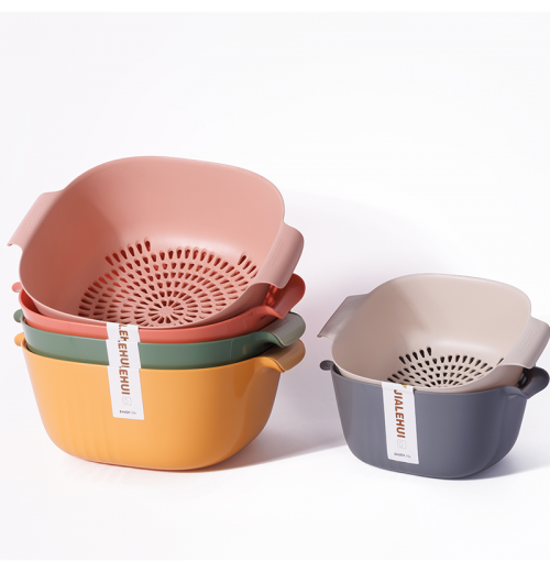 Multifunctional Kitchen Colander Bowl Set Stackable Food Strainers Vegetable Washers Dryer Durable Plastic Home Use Basket